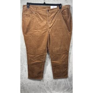 Style and Co NEW Womens Pants Corduroy Plus 22W Brown Straight High Rise Stretch